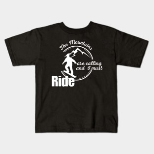 Lispe Snowboard the Mountains are Calling Kids T-Shirt